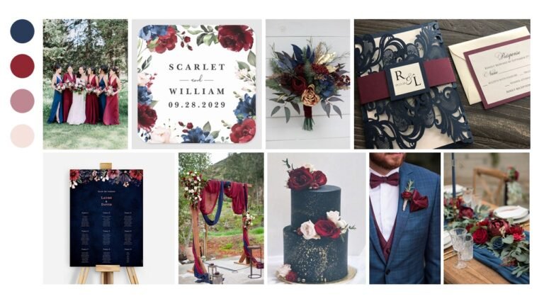 moodboard bleu et bordeau : ensemble de photo pour inspirer autour d'une thématique