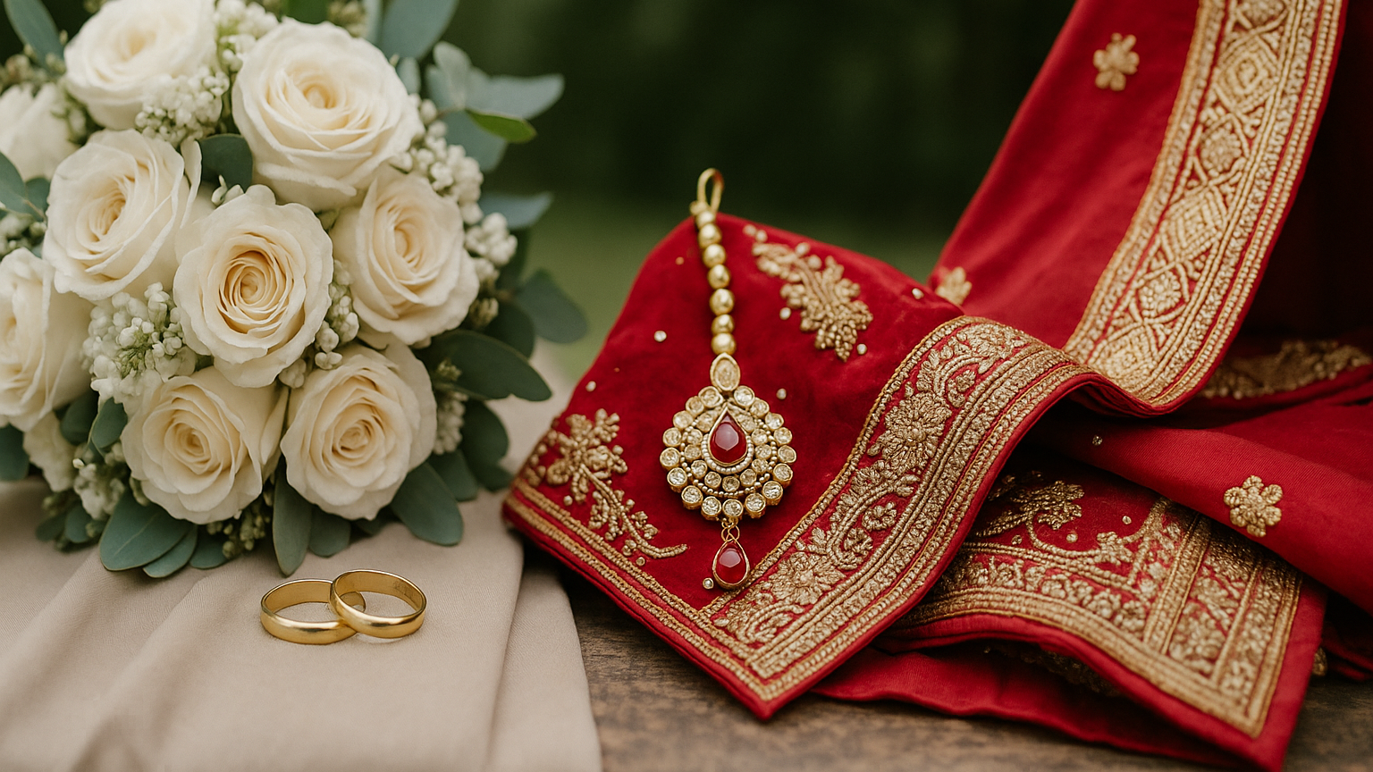 image montrant le mélange culturel dans un mariage avec du blanc ou du rouge...